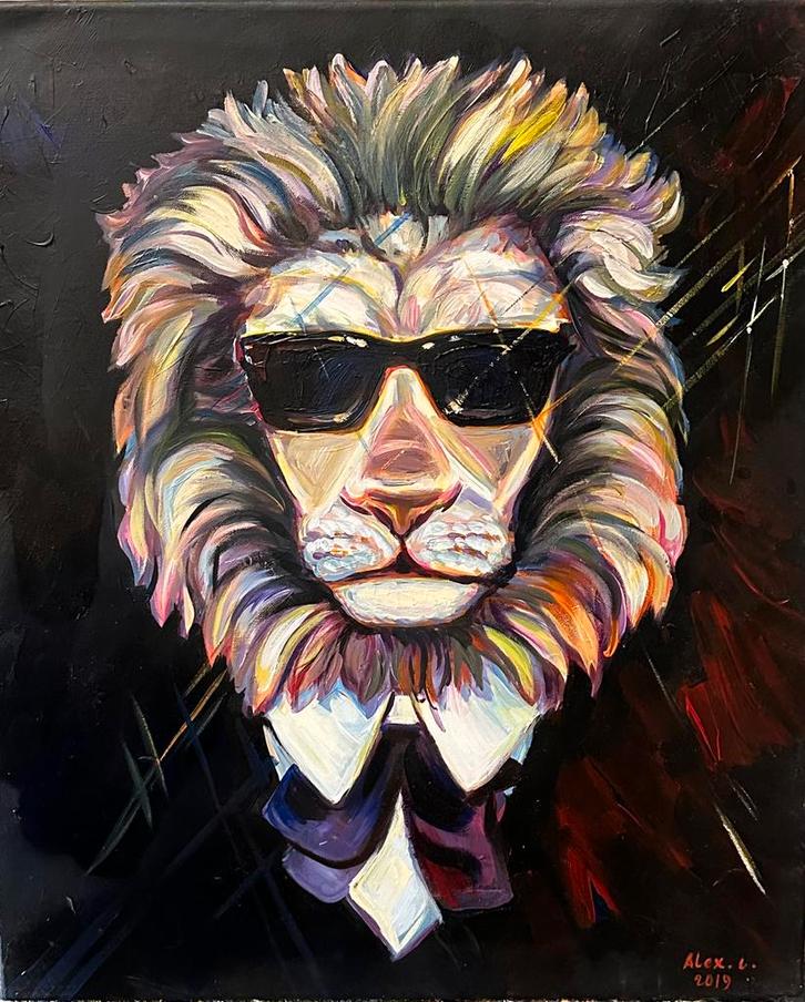 Alex L- Mafia Dieren- Handgeschilderd (100%)- Origineel, Antiek en Kunst, Kunst | Schilderijen | Modern, Ophalen of Verzenden