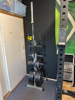 ATX ram bar met gietijzeren schijven 267.5kg en plate tree, Sport en Fitness, Ophalen, Gebruikt