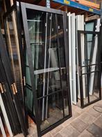 88x231,5cm binnendeur opdek L staal look zwart rookglas SK34, Ophalen, 80 tot 100 cm, Glas, Binnendeur