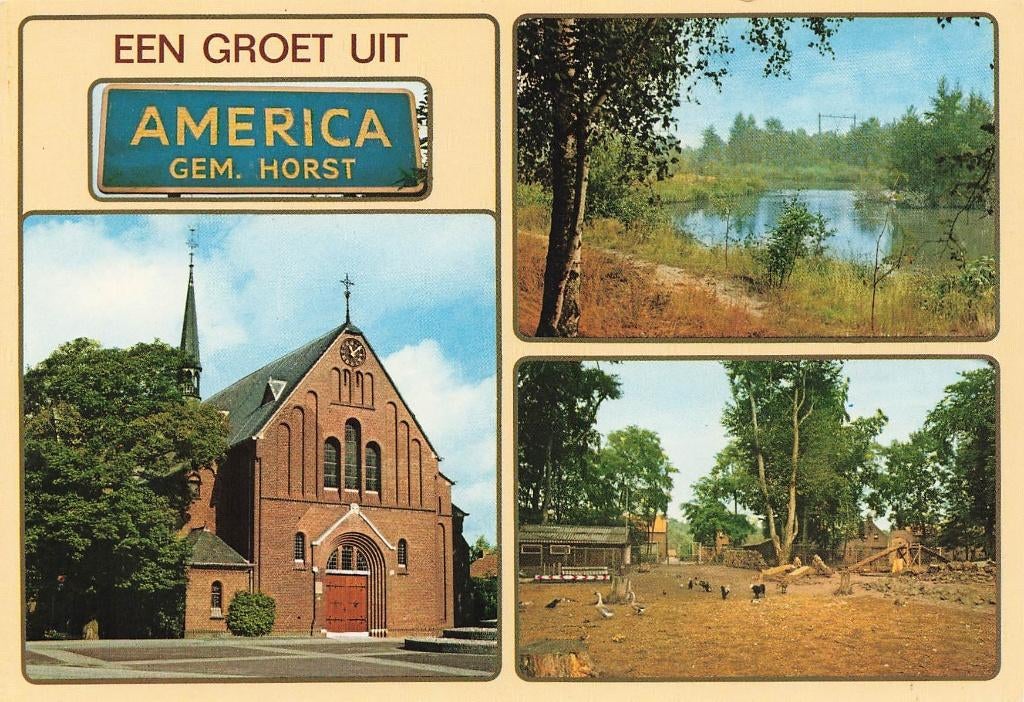 Een groet uit America, Verzamelen, Ansichtkaarten | Nederland, Ophalen of Verzenden, 1980 tot heden, Ongelopen, Limburg