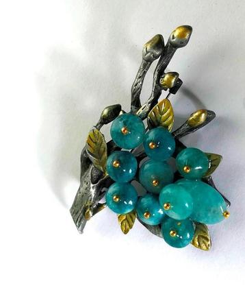 Vintage Prachtige grote Kyaniet broche  kettinghanger beschikbaar voor biedingen