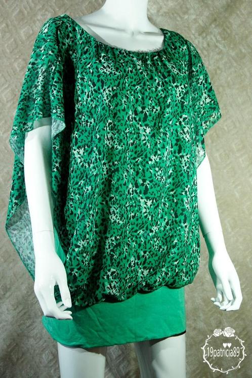 Blouse met boord groen met panterprint nieuw, Kleding | Dames, Blouses en Tunieken, Nieuw, Maat 42/44 (L), Groen, Ophalen of Verzenden