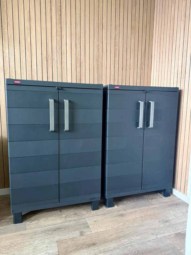 KETER Tuinkasten 2 Stuks Donkergrijs!, Tuin en Terras, Bergingen en Tuinkasten, Gebruikt, Overige typen, Kunststof, Ophalen