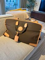 Lancel Reistas Beige Leer/Bruin Canvas - Groot!, Sieraden, Tassen en Uiterlijk, 30 cm of meer, Beige, Nieuw, Ophalen of Verzenden