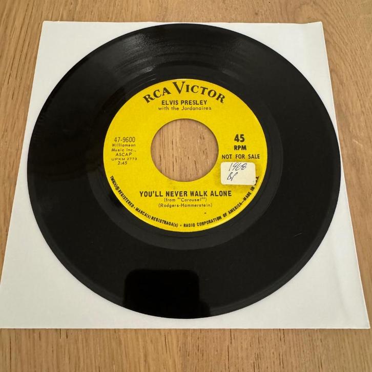 Elvis PROMO Single - You'll Never Walk Alone - USA 1968, Cd's en Dvd's, Vinyl | Rock, Gebruikt, Poprock, Overige formaten, Ophalen of Verzenden