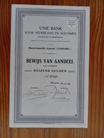 Aandeel Unie Bank voor Nederland en Koloniën - 1920, Postzegels en Munten, Aandelen en Waardepapieren, Ophalen of Verzenden, 1920 tot 1950