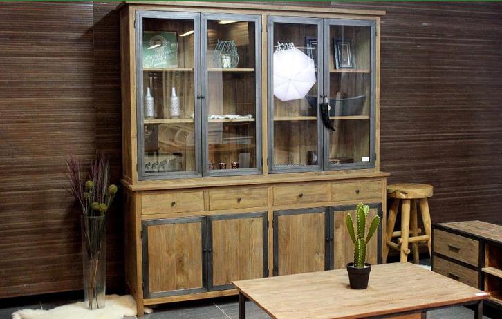 Nieuwe teak kasten - buffetkast en vitrinekast bij TEAK2, Huis en Inrichting, Kasten | Buffetkasten, Nieuw, Met lade(s), Met deur(en)