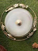Plafondlamp met glazen kap en metalen frame, Huis en Inrichting, Lampen | Plafondlampen, Ophalen, Zo goed als nieuw, Glas