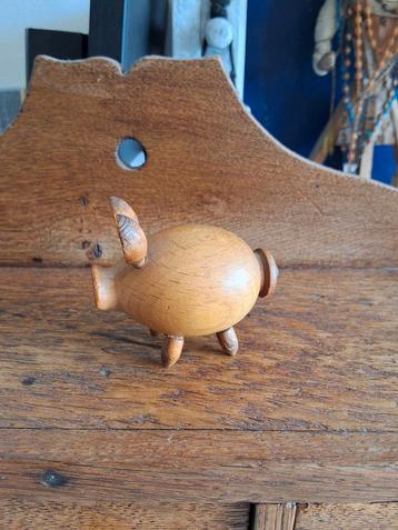 Vintage Houten Varkentje - Zoutvaatje 60s Design beschikbaar voor biedingen