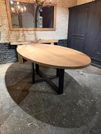 Showroommodel ovale tafel 220x120 massief eiken stalen frame, Huis en Inrichting, Ophalen, 100 tot 150 cm, 200 cm of meer, Zo goed als nieuw