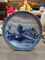 Delfts Blauw Wandbord - Hollands Landschap, Antiek en Kunst, Ophalen of Verzenden