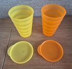 Tupperware Trendy bekers met deksel 500ML Oranje en Geel, Ophalen of Verzenden, Zo goed als nieuw, Geel, Beker of Kan