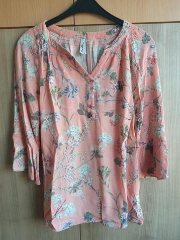 Zalmroze met bloemenprint blouse aparte mouw Miss Etam S beschikbaar voor biedingen