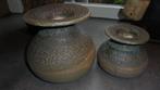 2 zgan aardewerk vazen, bol model, doorsnee 17H14 & 12H10cm, Overige kleuren, Aardewerk of Porselein, Ophalen of Verzenden, Zo goed als nieuw