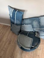 Riverdale poef- en kussenset – stijlvol comfort in topstaat!, Ophalen of Verzenden, Zo goed als nieuw, Blauw, Vierkant