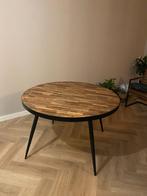 Ronde eettafel hout, Huis en Inrichting, Tafels | Eettafels, Ophalen, Rond, Zo goed als nieuw, Metaal