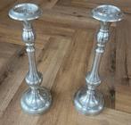 Hoge zilveren kandelaars landelijk/brocant, Gebruikt, Ophalen of Verzenden, 75 cm of meer, Grijs