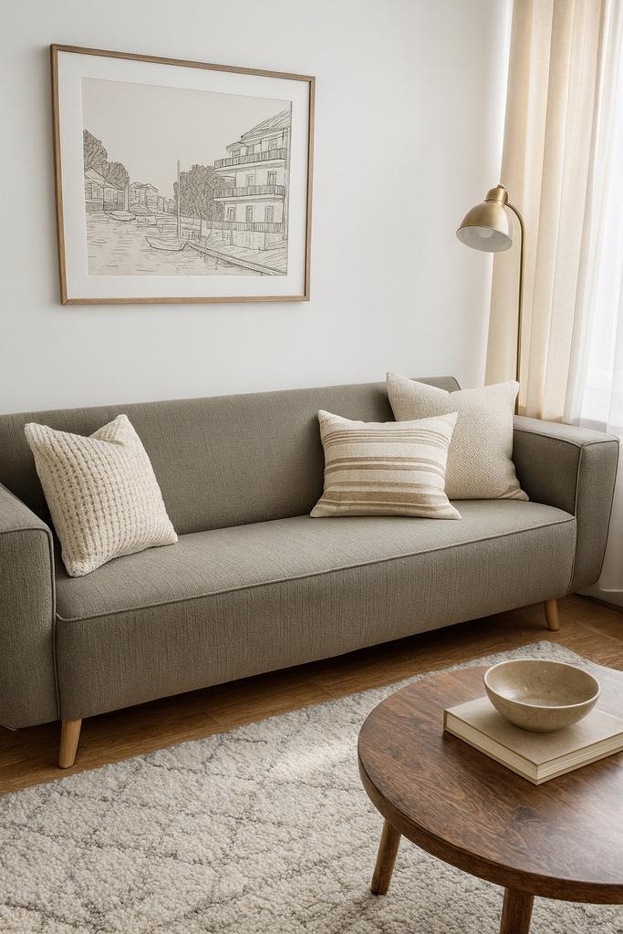 Moderne 3-zits bank, scandinavian design, Huis en Inrichting, Banken | Bankstellen, Zo goed als nieuw, Rechte bank, Driepersoons