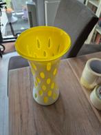 Trendy Bloemenvaas - Wit met Geel, Geel, Ophalen of Verzenden, Minder dan 50 cm, Glas