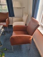 4 leren stoelen  bruin en beige bert plantage, Vier, Leer, Bruin, Zo goed als nieuw