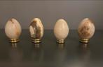 4 massief porseleinen eieren op gouden ring standaard, Ophalen of Verzenden