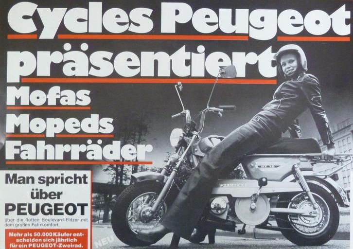 Folder PEUGEOT Fietsen Bromfietsen 1975, Fietsen en Brommers, Handleidingen en Instructieboekjes, Nieuw, Ophalen of Verzenden