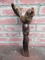 HOUTSNIJWERK Zuid Afrikaanse Kop met deels nog het ruwe hout, Antiek en Kunst, Kunst | Niet-Westerse kunst, Ophalen of Verzenden