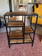 Metaal met Houten kastje sidetable boekenkastje, Huis en Inrichting, Tafels | Sidetables, Ophalen, 50 tot 100 cm, Zo goed als nieuw