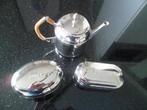 Theepotje, lepeldoos en theedoos, zilverplate, Ophalen of Verzenden