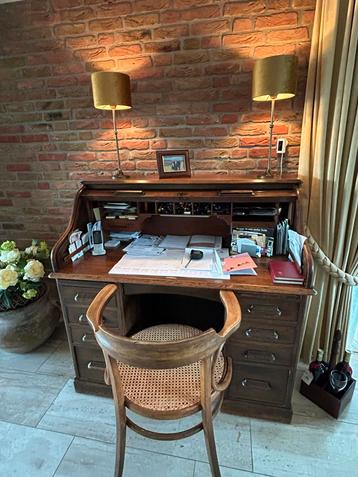 Antiek Rolluik Bureau - Prachtig Stuk! Plus stoel. beschikbaar voor biedingen