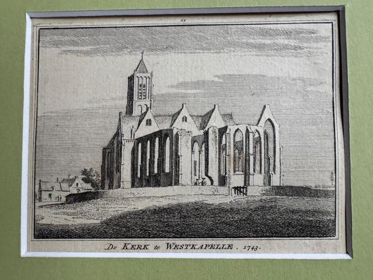Spilman 1745 / De kerk van Westkapelle (1743), Antiek en Kunst, Kunst | Etsen en Gravures, Ophalen of Verzenden