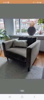 Velvet fauteuil, Huis en Inrichting, Stoelen, Stof, Bruin, Zo goed als nieuw, Ophalen