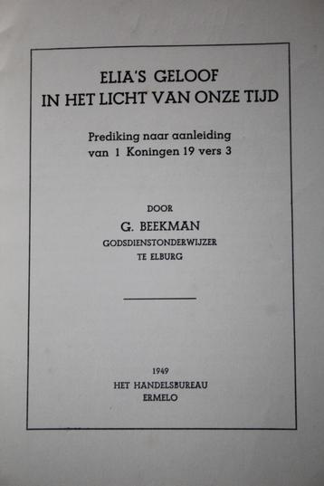 G. Beekman te Elburg - Elia's geloof (1949)  beschikbaar voor biedingen