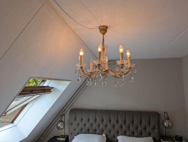 Antieke kristallen Marie Therèse kroonluchter, Huis en Inrichting, Lampen | Kroonluchters, Gebruikt, Ophalen