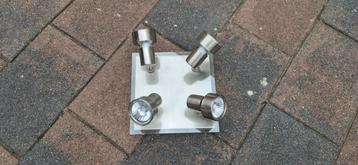 Plafondlamp met glasplaat en 4x GU10 fitting. beschikbaar voor biedingen