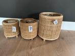 Set van 3 Rotan Kandelaars, Huis en Inrichting, Woonaccessoires | Kandelaars en Kaarsen, Beige, Nieuw, Ophalen of Verzenden, Hout