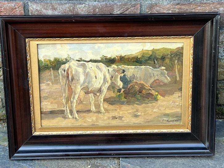 Fedor van Kregten, Koeien in de duinen, Antiek en Kunst, Kunst | Schilderijen | Klassiek, Ophalen of Verzenden