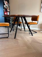 Ronde Acacia Tafel - 140cm - Zwart Stalen Poten, Huis en Inrichting, Tafels | Eettafels, Ophalen, Gebruikt, 100 tot 150 cm, Rond