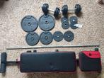 Fitness Set Domyos - Halterbank & Dumbells 15kg, Ophalen, Gebruikt, Krachtstation, Metaal