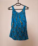 Vintage retro hemd top blauw hawaii maat s 36 goud, Blauw, Ophalen of Verzenden, Zo goed als nieuw, Maat 36 (S)