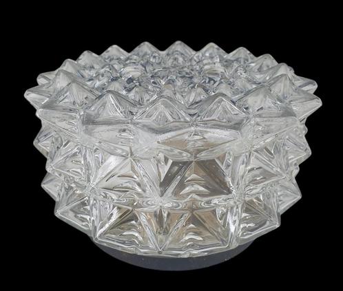 2087 Vintage glazen plafoniere plafonniere plafondlamp lamp, Huis en Inrichting, Lampen | Plafondlampen, Zo goed als nieuw, Glas