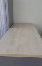 Lichtgrijzen archiefkast met houten blad, Huis en Inrichting, Ophalen, 100 tot 150 cm, 100 tot 150 cm, Eikenhout