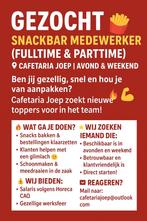GEZOCHT: Snackbar Medewerker (Fulltime & Parttime), Overige niveaus, Starter, Overige vormen