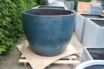 Prachtige GROTE blauwe aardewerk bloempotten geglazuurd rond, Ophalen, 40 cm of meer, Rond, Nieuw