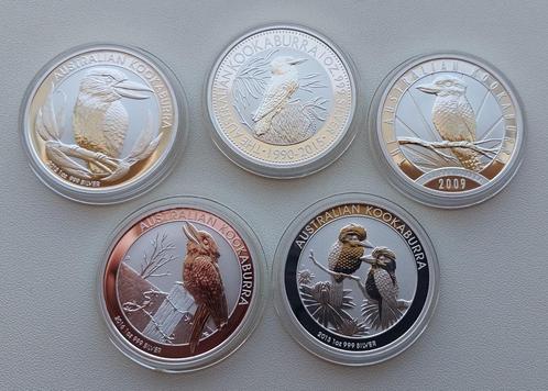Vijf (5) Kookaburra Zilver Ounces, Postzegels en Munten, Edelmetalen en Baren, Zilver, Verzenden