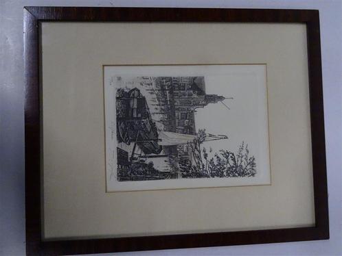 A5522 Ets Rotterdam Delfshuizen doo Cornelis Jan van Rijsewi, Antiek en Kunst, Kunst | Etsen en Gravures, Ophalen of Verzenden