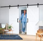 Landelijke binnendeur barndeur wit voorgelakt in stomp, Niet ingevuld, 80 tot 100 cm, Binnendeur, Niet ingevuld