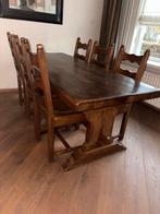 Houten eettafel met 6 stoelen, Antiek en Kunst, Ophalen