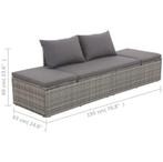 vidaXL Loungebed met ligkussen en kussens poly rattan grijs, Tuin en Terras, Tuinbanken, Ophalen of Verzenden, Nieuw
