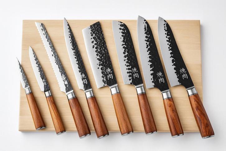 Professionele Japanse Chef-Messenset handgemaakt  – 7-delig, Huis en Inrichting, Keuken | Keukenbenodigdheden, Nieuw, Ophalen of Verzenden